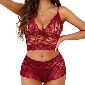 Sexy Floral Lace Sheer Lingerie Set – Y2K Nightwear Sleepwear Aesthetic